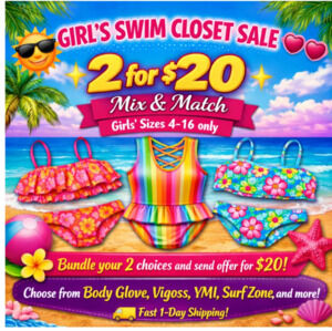 Summer Closet Sale!!! 2 for $20 Girl's Size 4 - 16 1pc and 2pc Swimsuits